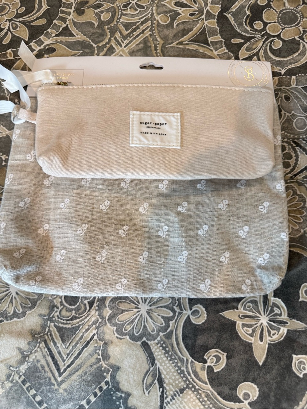 Sugar Paper Beige Canvas Pouch Set - Neutral Beige Women’s Bag